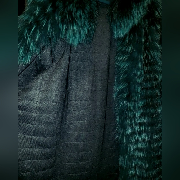 Green & Black Knitted Fox Fur Coat NWT - Picture 17 of 17